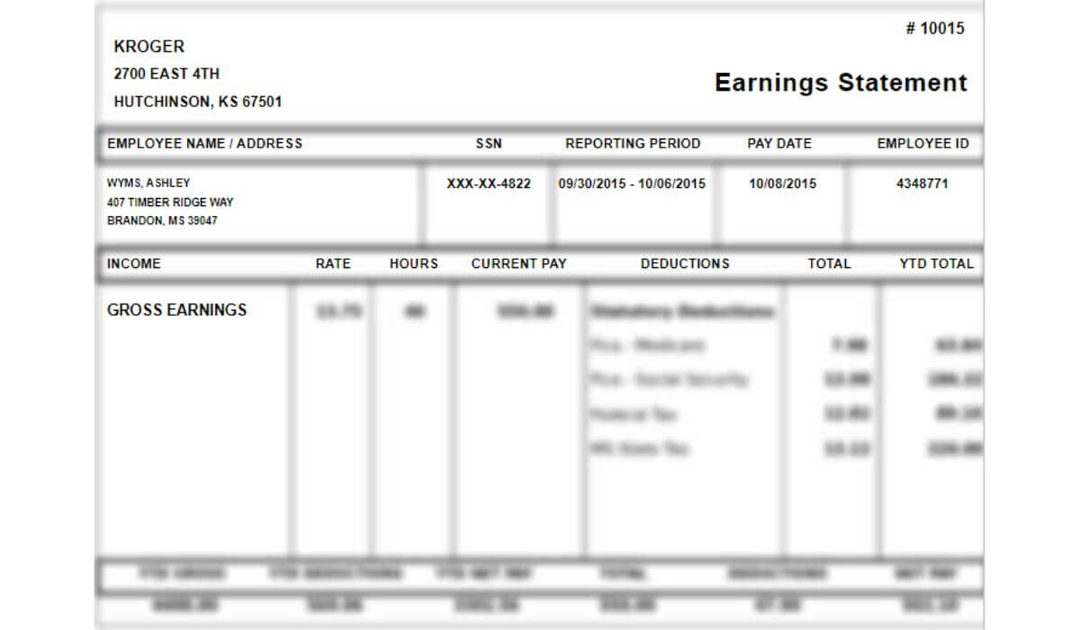 Kroger Pay Stubs